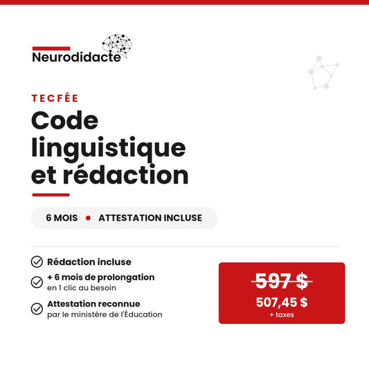 TECFÉE | Code linguistique et rédaction | 6 mois