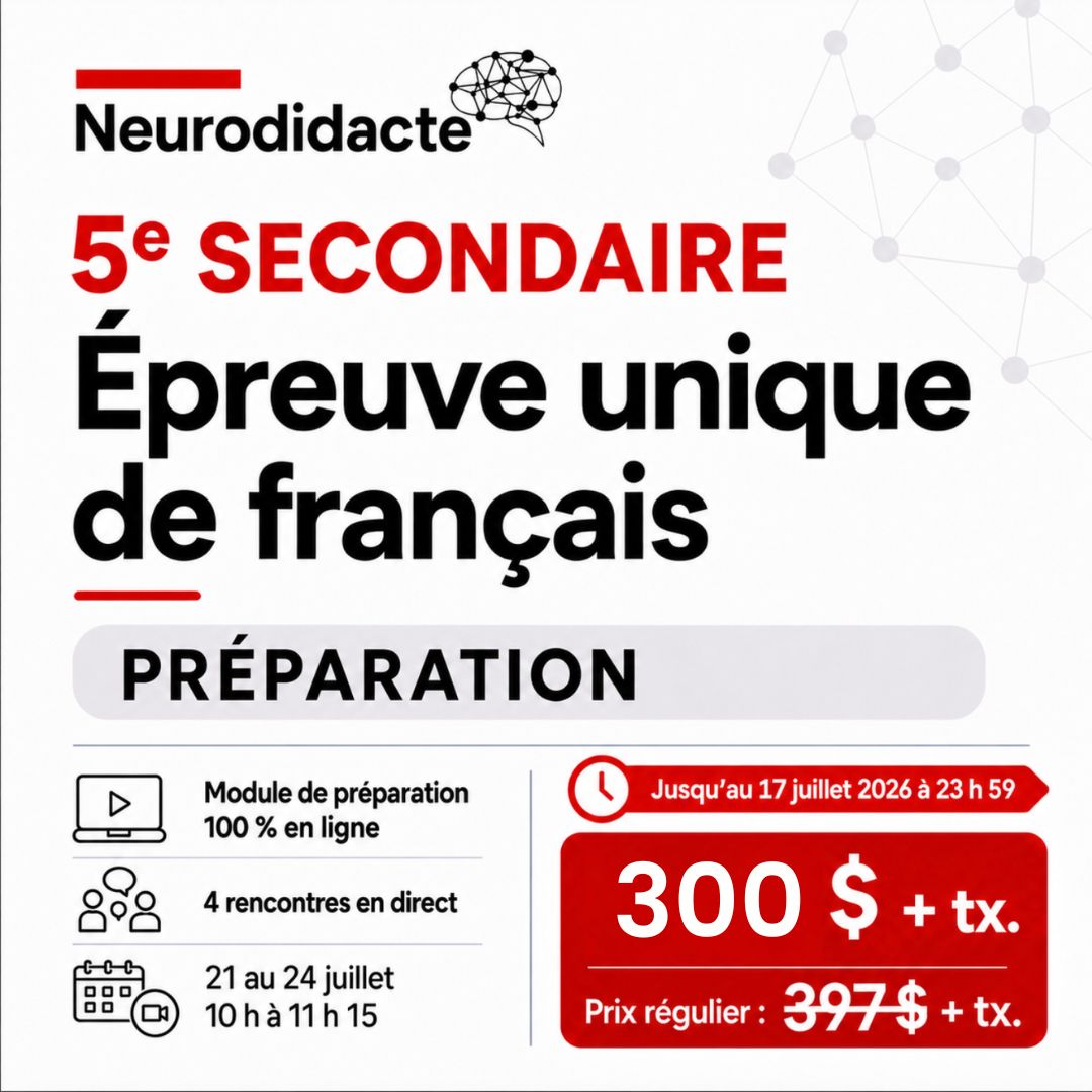 Préparation à la reprise de l’épreuve unique de français de 5e secondaire | Été 2026