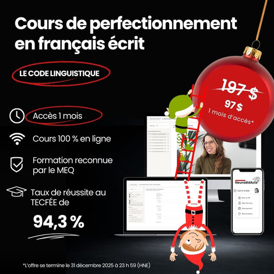 (1 mois)_CODE LINGUISTIQUE_ Cours de perfectionnement en français écrit – TECFÉE et autres tests de français