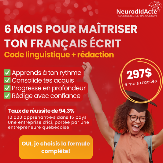 Maîtrise du français écrit - Code linguistique + Rédaction (6 mois)