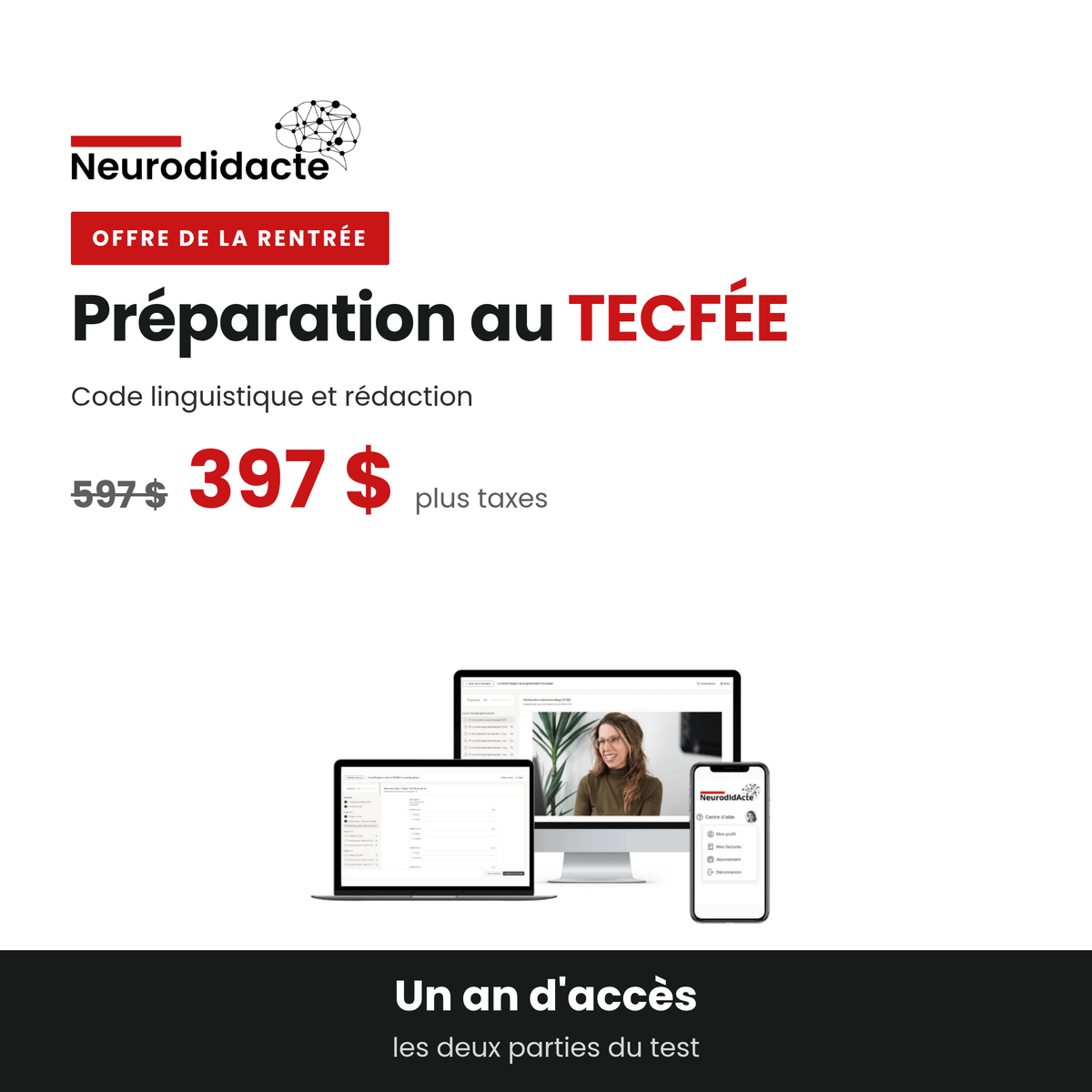 TECFÉE | Code linguistique et rédaction | Offre de la rentrée | 12 mois